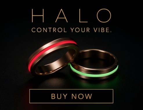 HALO rings — red and green glow. Control your vibe.